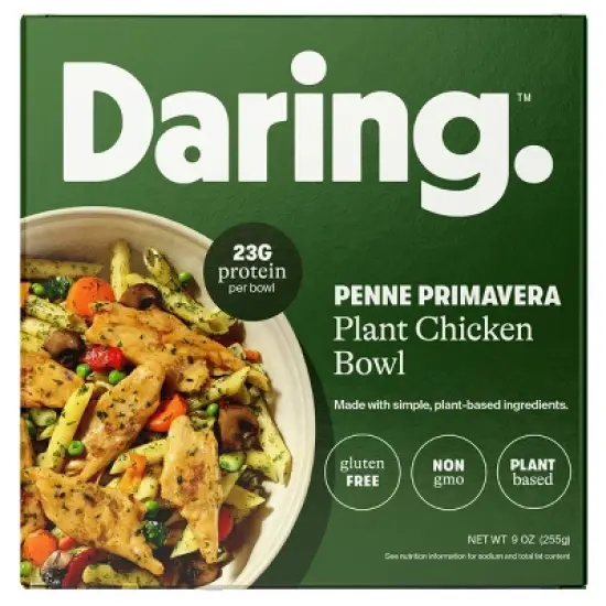 Daring Frozen Gluten Free Penne Primavera Plant Based Chicken Bowl - 9oz image {3}