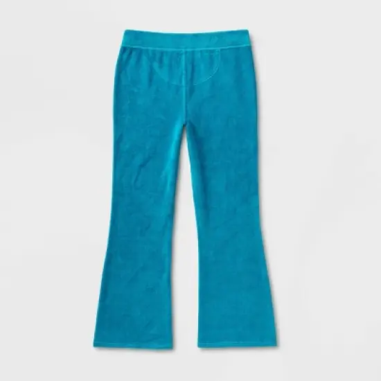 Girls' Adaptive Velour Flare Pull-On Pants - Cat & Jack&trade; Teal Blue image {1}