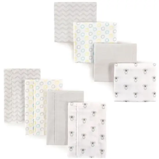 Luvable Friends Unisex Baby Cotton Flannel Burp Cloths and Receiving Blankets, 8-Piece, Koala, One Size image {1}