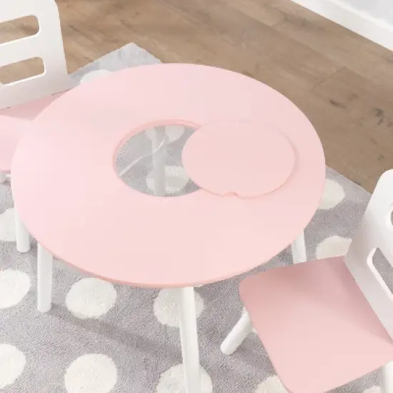 Round Storage Table and Chair Set White/Pink - KidKraft image {3}
