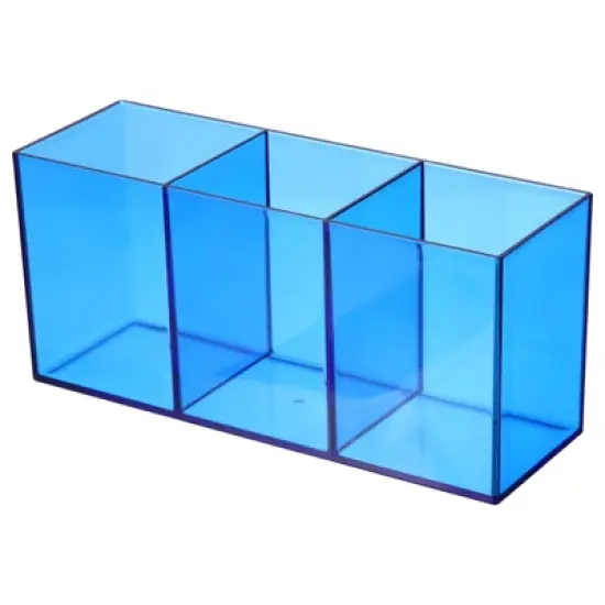 Unique Bargains Office Desk 3 Compartments Acrylic Pen Pencil Holder image {6}