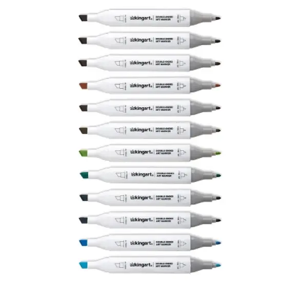 KINGART PRO Double-Ended Markers 12 Landscape Colors image {8}