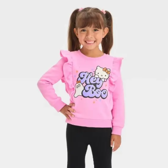 Toddler Girls' Sanrio Hello Kitty 'Hey Boo' Fleece Pullover Sweatshirt - Pink image {3}