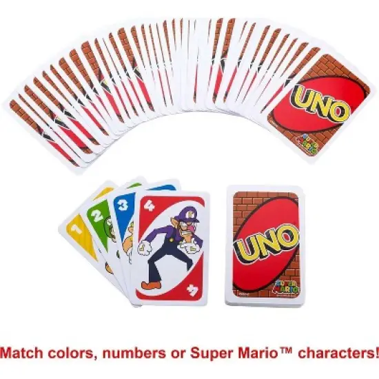 Mattel Games UNO Super Mario Card Game for Kids & Family, 2-10 Players, Ages 7 Years & Older image {2}