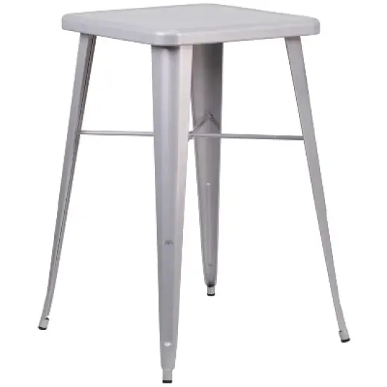 Flash Furniture Commercial Grade 23.75" Square Metal Indoor-Outdoor Bar Height Table image {3}