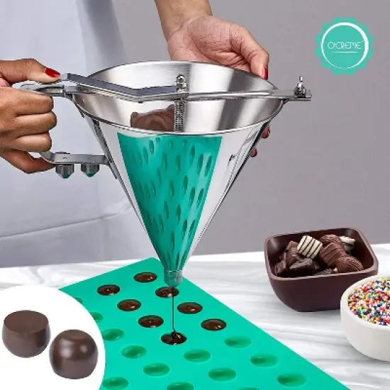 O'Creme Round Silicone Mold for Chocolate Truffles, Ganache, Jelly, Pralines and Caramels (27mm Diameter x 20mm High) - 54 Cavities image {1}