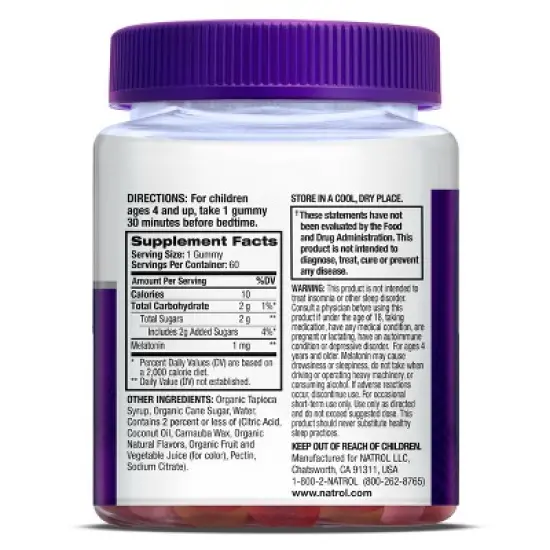 Natrol Kids' Melatonin Sleep Aid 1mg Gummies - Berry image {12}