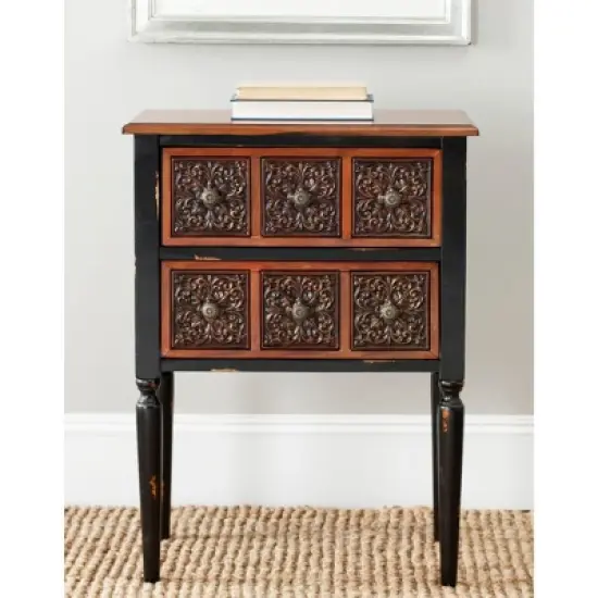 Kenneth 2 Drawer Side Table - Dark Brown - Safavieh image {1}