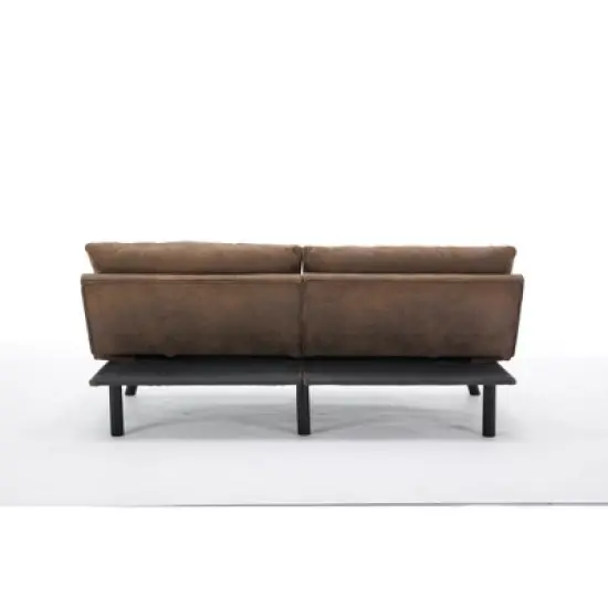 Leatehr Feeling Brown Convertible Folding Modern sofa Bed image {8}