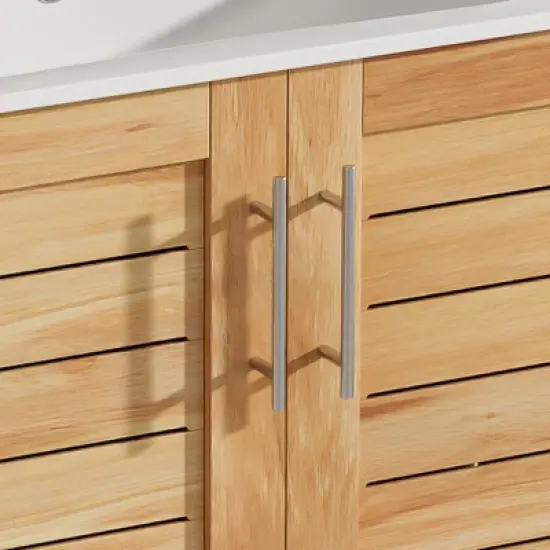 Christopher Knight Home Ramona 30" Mid-Century Modern Bathroom Vanity with Ceramic Sink, Antique Natural image {7}