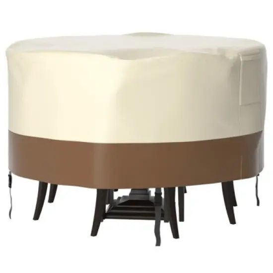 Topteng Waterproof Outdoor Patio Round Table Cover - Beige image {8}