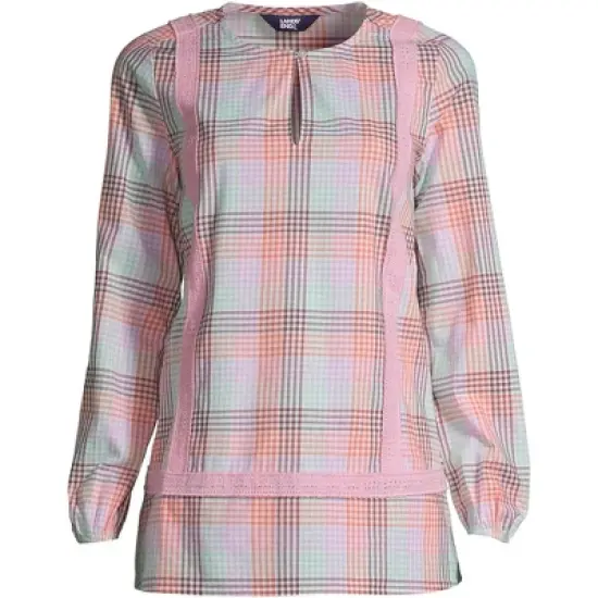 Lands' End Women's Cotton Long Sleeve Split Neck Tunic Top image {1}
