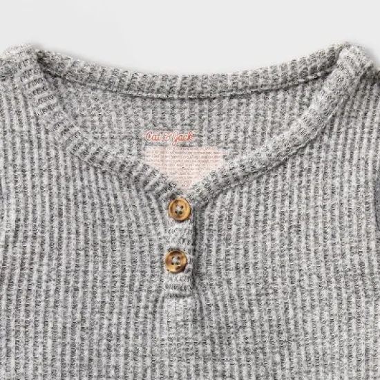 Toddler Girls' Adaptive Long Sleeve Henley Peplum Shirt - Cat & Jack&trade; Heather Gray image {2}