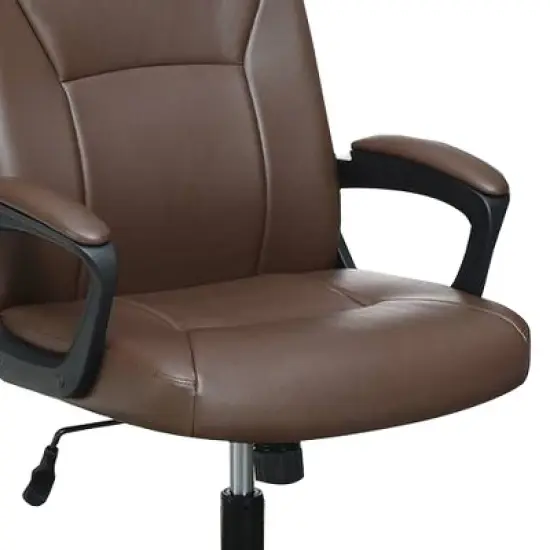 Curved Arms and Leatherette Upholstery Office Chair Brown - Benzara image {2}