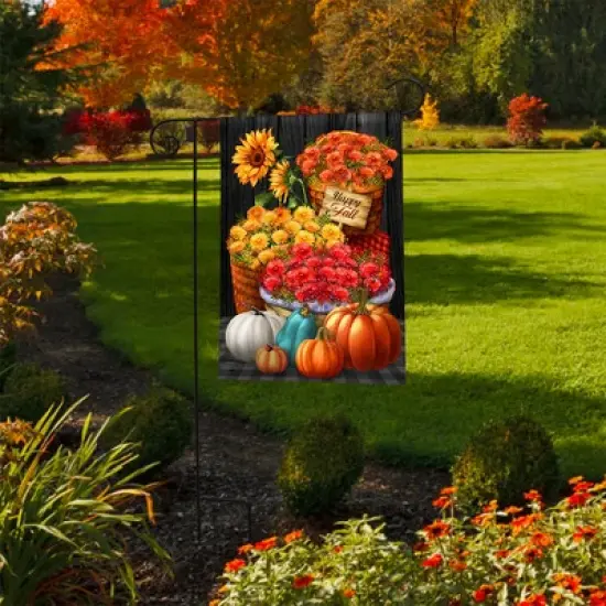 Briarwood Lane Fall Garden Flag 12x18 For Outdoor Baskets of Mums For Fall Garden Flag Flags For Outside image {1}