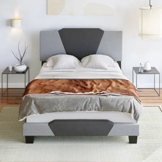 Sydney Contemporary Linen Upholstered Bed Frame Charcoal/Gray - Eco Dream image {4}