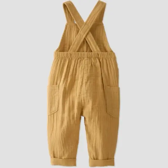 little Planet By Carter's Baby Ochre Gauze Overalls - Yellow image {1}