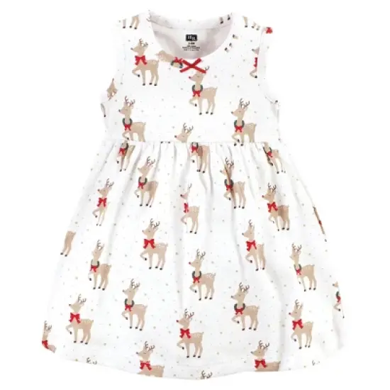 Hudson Baby Infant and Toddler Girl Cotton Dress and Cardigan Set, Fancy Rudolph image {3}