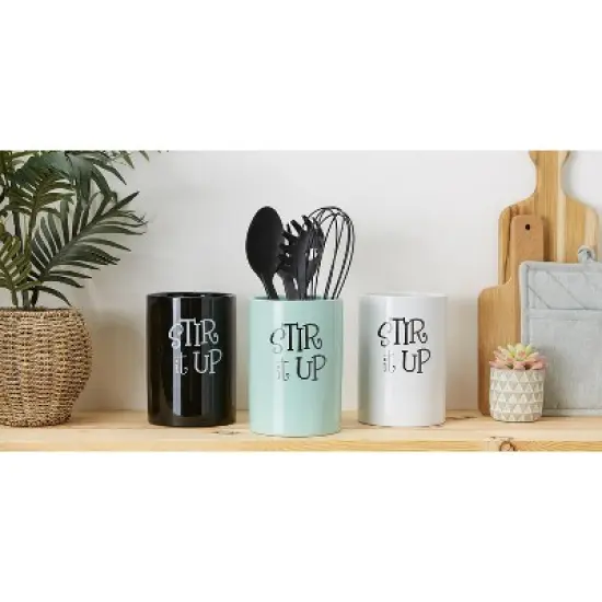 Design Imports Aqua Stir It Up Ceramic Utensil Holder image {7}
