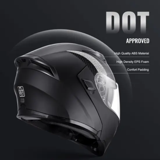 VEVOR Motorcycle Helmet, Unmasked, Smart Street ABS & High Density Helmet with Bluetooth Slot & Interchangeable Lens, Black image {3}