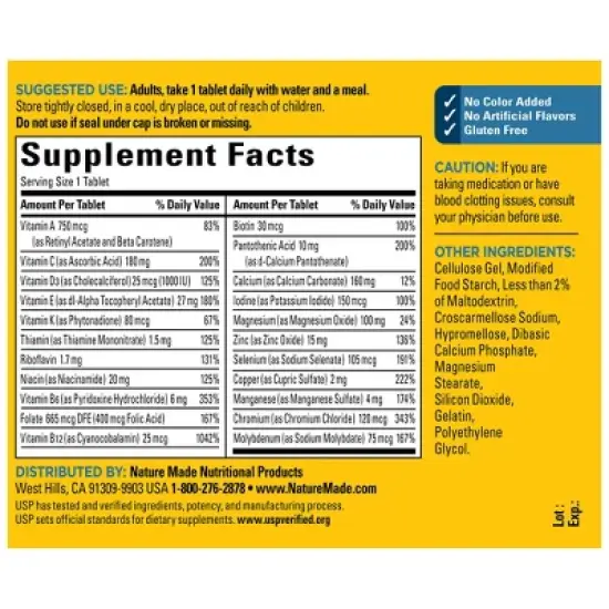 Nature Made Multivitamin For Him 50+ Tablets - 90ct image {2}