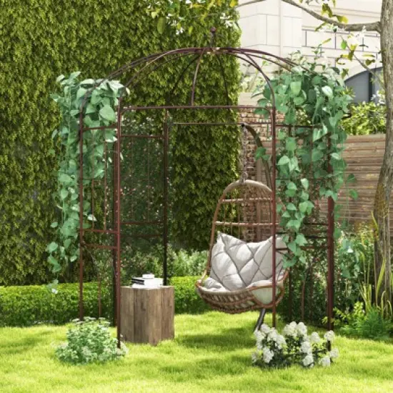 Tangkula 7&rsquo; x 8.4&rsquo; Birdcage Shape Garden Arbor Heavy Duty Metal Garden Gazebo Pergola w/ Trellis Plant Stand Rack for for Climbing Plants image {2}
