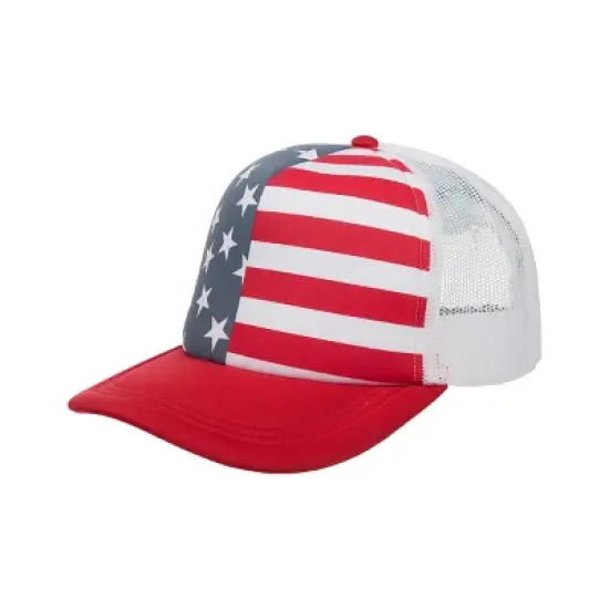 American Flag Split Design Trucker Hat image {1}