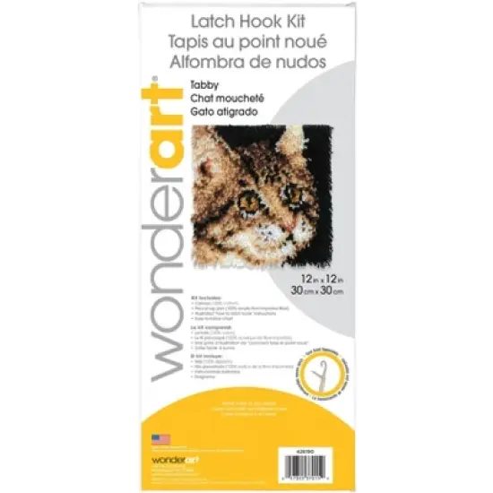 Wonderart Latch Hook Kit 12"X12"-Tabby image {2}