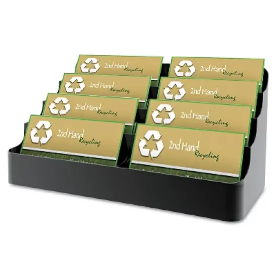 Deflecto Recycled Business Card Holder Holds 400 2 x 3 1/2 Cards Eight-Pocket Black 90804 image {7}