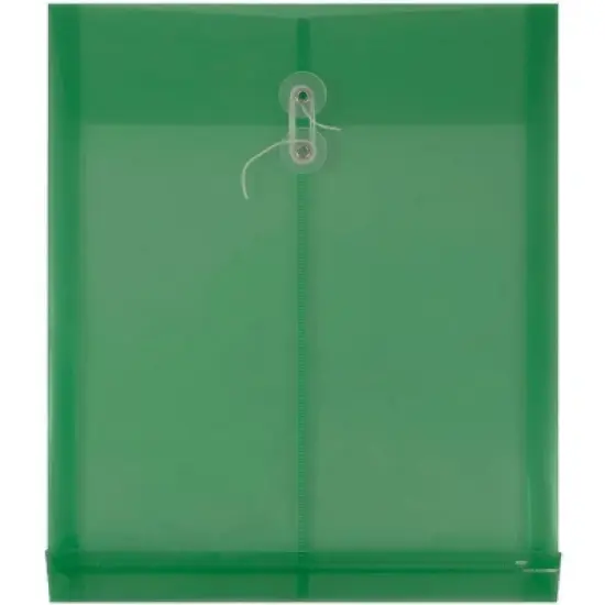 JAM Paper 9 3/4'' x 11 3/4'' Plastic Envelopes with Button and String Tie Closure, Letter Open End - Green: Filing Accessories image {4}