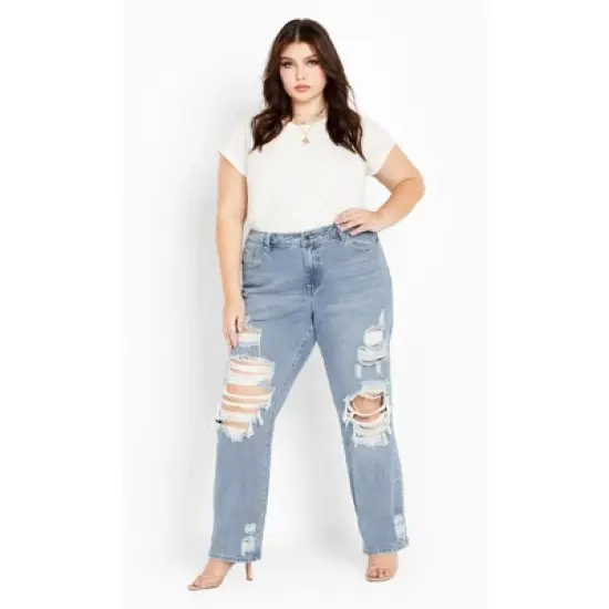 Women's Plus Size Hannah Rip Jean - Light Wash | CITY CHIC image {3}