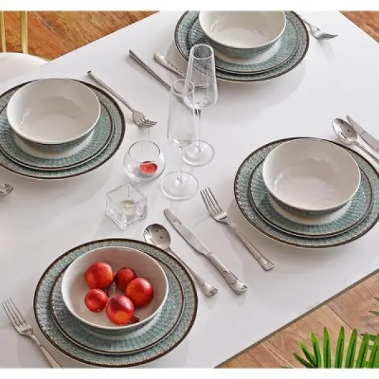 Itopfox Melamine Dinnerware Set, 12-Piece Plates and Bowls, Unbreakable and Dishwasher Safe, BPA-Free, Ideal for Indoor, Camping, BBQ, RV, Party image {6}