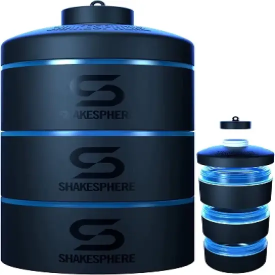 SHAKESPHERE Stackable Snack Containers, Organizer Carrier for Food, Protein Powders, Nuts & Supplements - 3 Leakproof, Twist Lock Holder image {6}