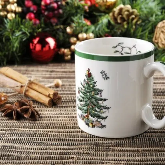 Spode Christmas Tree Mug, 9oz Ceramic Festive Christmas Coffee Mug - Microwave, Oven, Freezer & Dishwasher Safe - Holiday Tea Mug image {7}