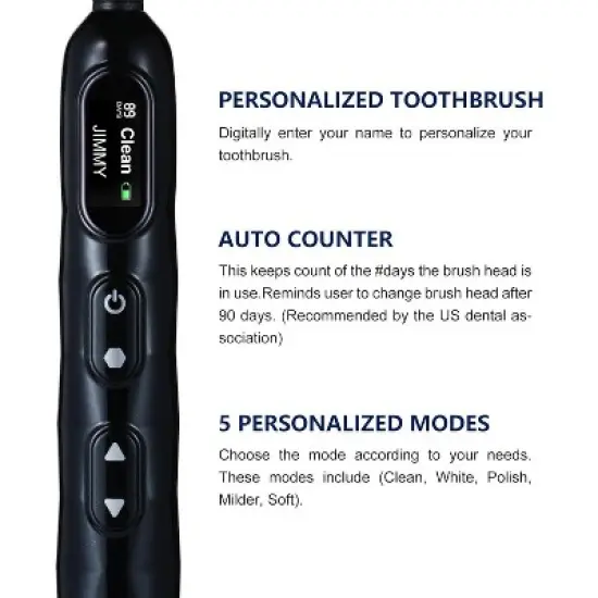 Novelty Gift Brushkinz Electric Toothbrush Personalized Sonic Electric Toothbrush for Adults - Custom Name Input, 5 Modes - Waterproof Toothbrush image {4}