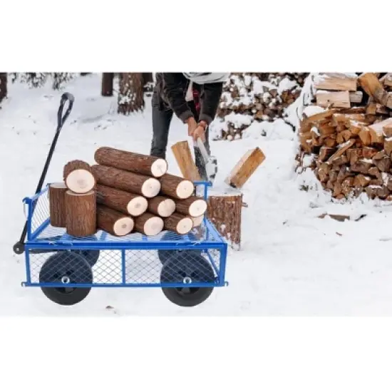 Heavy Duty Garden Cart, Utility Metal Wagon with Removable Mesh Sides and 180&deg; Rotating Handle image {9}