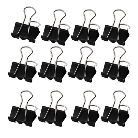 Unique Bargains 19mm Width Black Metal Office Documents Binder Clips 12PCS image {3}