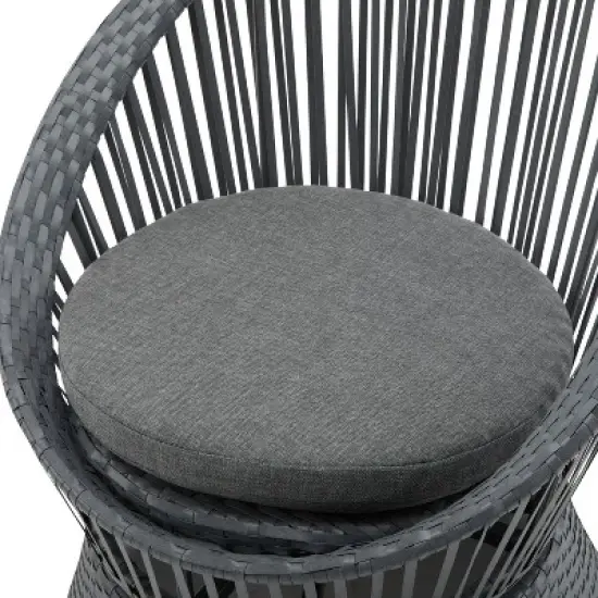 Christopher Knight Home Acheson Modern Outdoor Rattan and Iron Upholstered Accent Chair image {7}