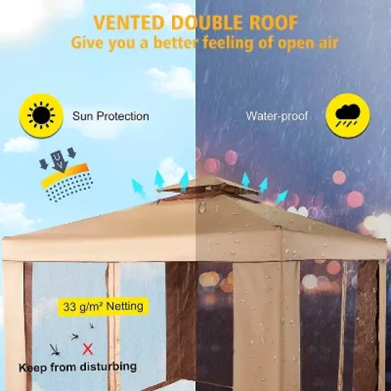 SUGIFT 10 ft. x 10 ft. Gazebo Tent with Mosquito Netting Outdoor Canopy Shelter image {2}