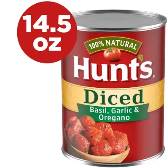 Hunt's 100% Natural Basil, Garlic & Oregano Diced Tomatoes 14.5oz image {6}