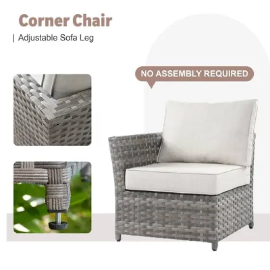 Tenaya 10pc Wicker Outdoor Patio Furniture Set Conversation Sofa with a Storage Fire Pit and Cushions image {6}