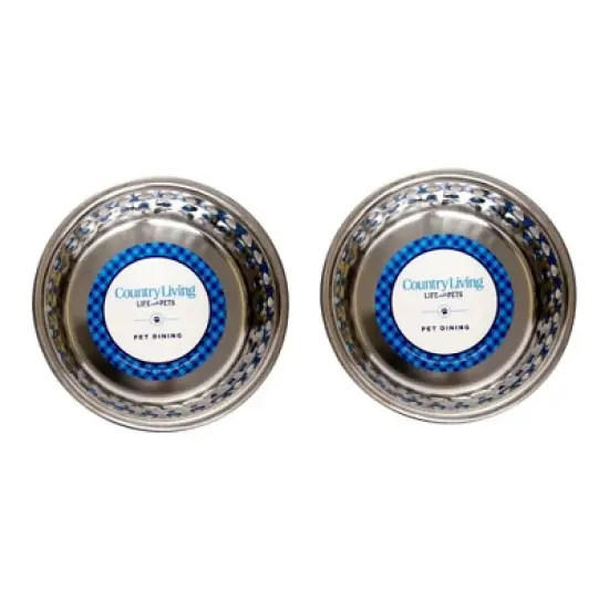 Country Living Set of 2 Hammered Stainless Steel Dog Bowls &ndash; Available in 2 Sizes & 4 Color Options image {13}