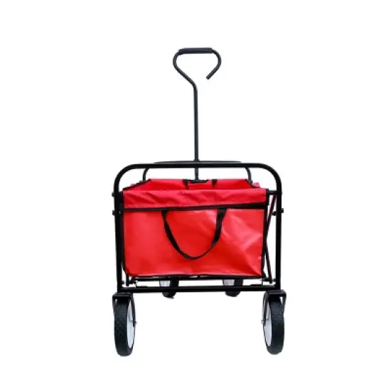 DOMETOUR Folding Wagon Garden Shopping Beach Cart (Red) image {14}