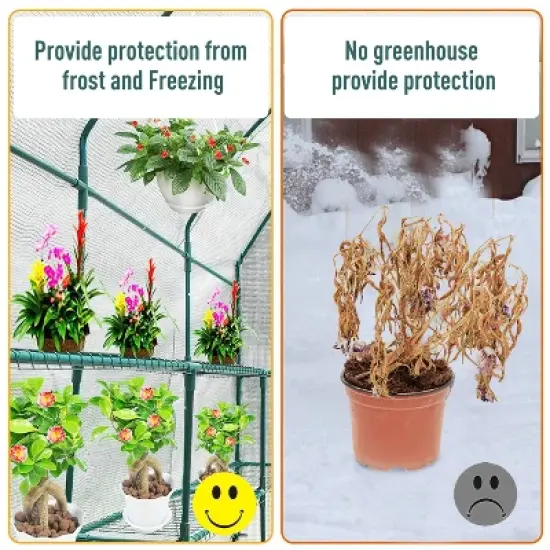 Outsunny 7' x 3' x 7' Outdoor Walk-In Greenhouse, Plant Nursery with Roll-up Windows, PE Cover, and 3 Wire Shelves image {7}