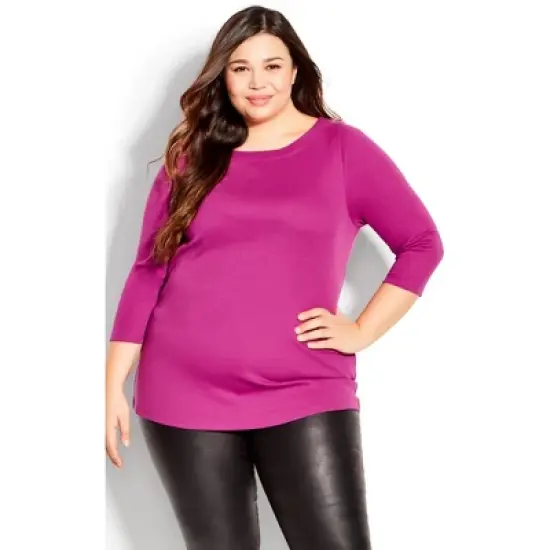 Women's Plus Size Boat Neck Top - violet | AVENUE image {5}