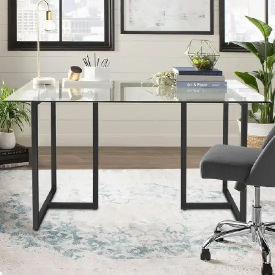 Contemporary Ming 55" Dining Table with Clear Tempered Transparent Glass Tabletop-The Pop Maison image {8}