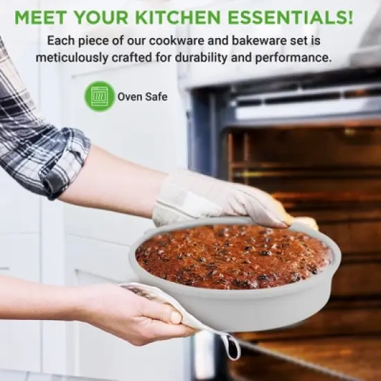 Non-Stick Cookware Set for Easy Cooking with Pots, Pans, Utensils, + Durable White Finish, 20 Pieces image {6}