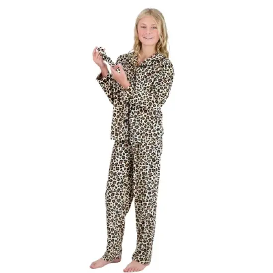 Sleep On It Girls 2-Piece Velour Coat Pajama Set - Cheetah image {3}