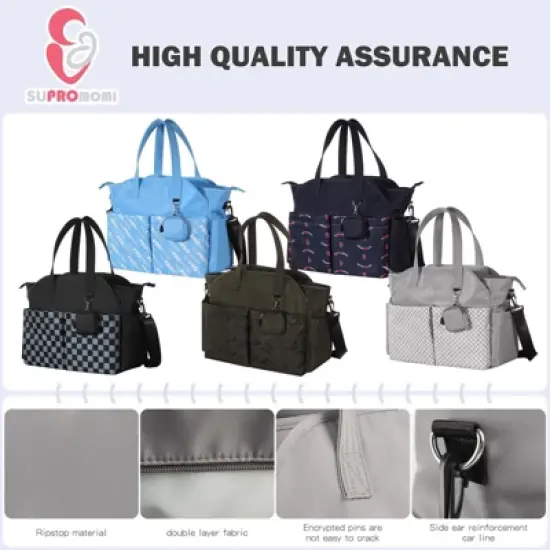 Itopfox Large Tote Diaper Bag for Baby Boys and Girls, Adjustable Shoulder Strap, Multiple Pockets, Waterproof image {2}