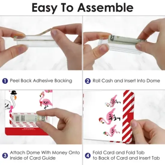 Big Dot of Happiness Flamingle Bells DIY Assorted Tropical Christmas Party Cash Holder Gift Funny Money Cards Set of 6 image {2}